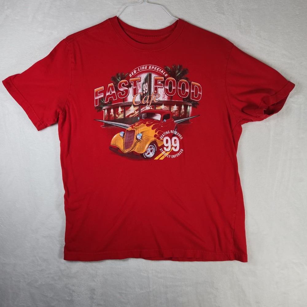 Puritan Fast Food Cafe T-Shirt Red Line Specials Car Red Mens Large‎
